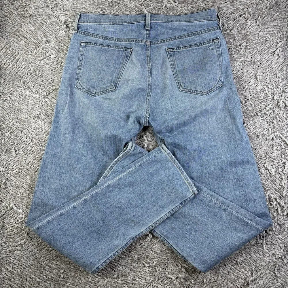 Rag & Bone Fit 2 Slim Jeans Men 32x33 Button Fly Blue Denim Designer USA Logo